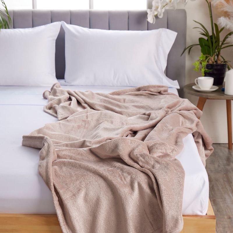 Cobija Shine Foil Flannel Fleece Shadow Gray