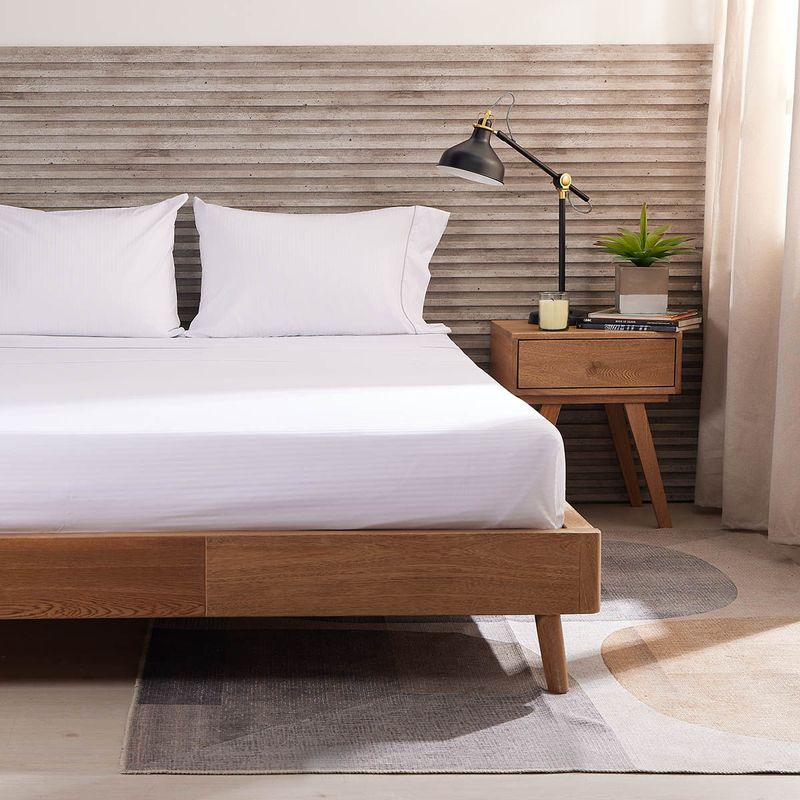 Juego de Sábanas Hotel Experience 300 Hilos 100% Algodón Sateen Stripe Blanco