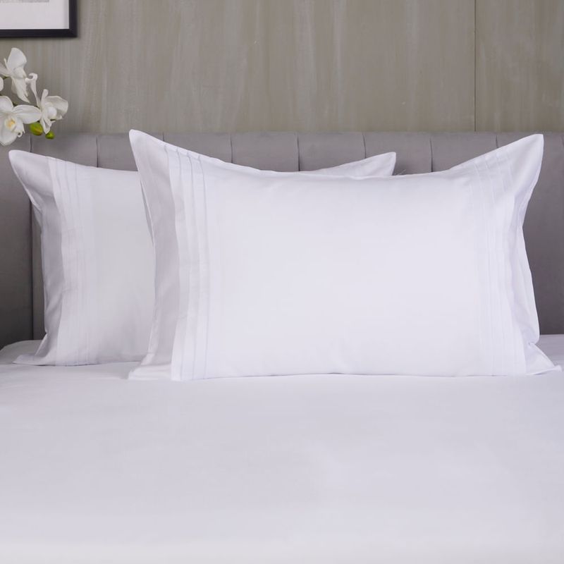 Set X 2 Fundones Cairo 400 Hilos Algodón Egipcio Blanco Cremoso 48 X 90 Cm
