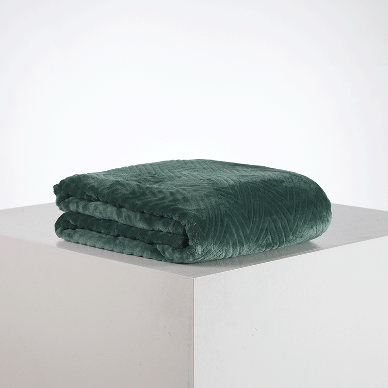 Cobija Flannel Fleece 250 gr Chevron Verde Pino