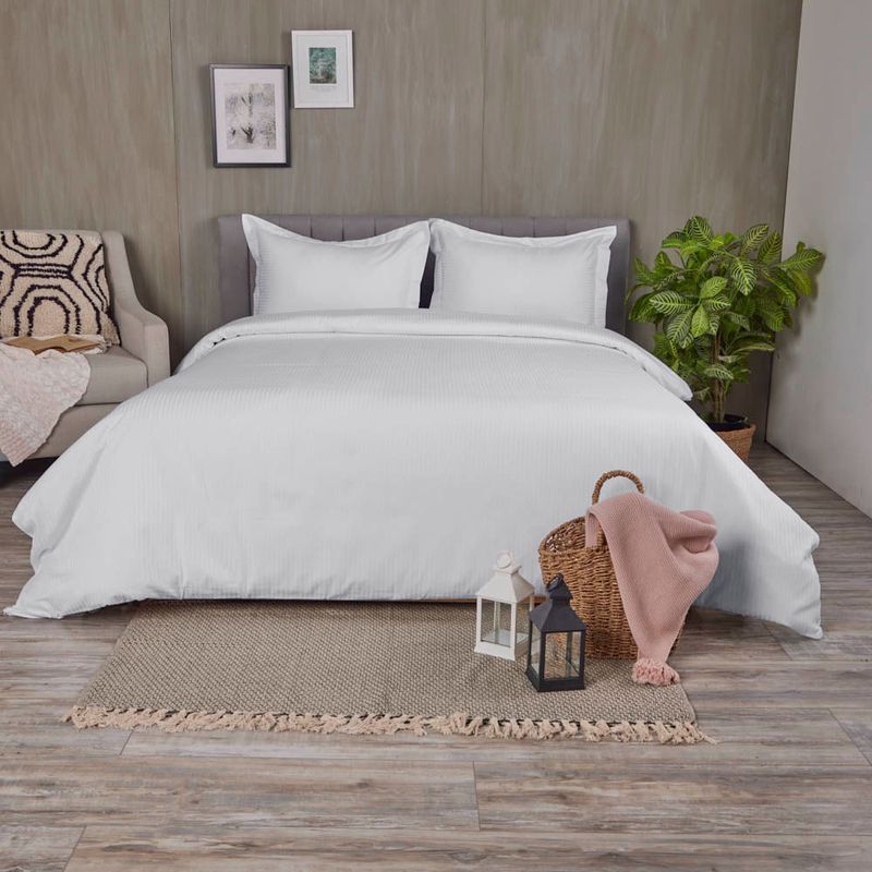Cover Duvet - Funda Plumón Hotel Experience 250 Hilos Polialgodón Sateen Stripe Blanco