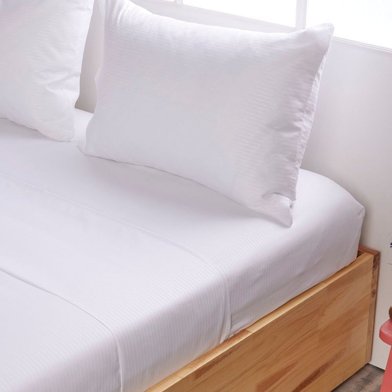 Juego de Sábanas Microfibra Sateen Stripe Blanco