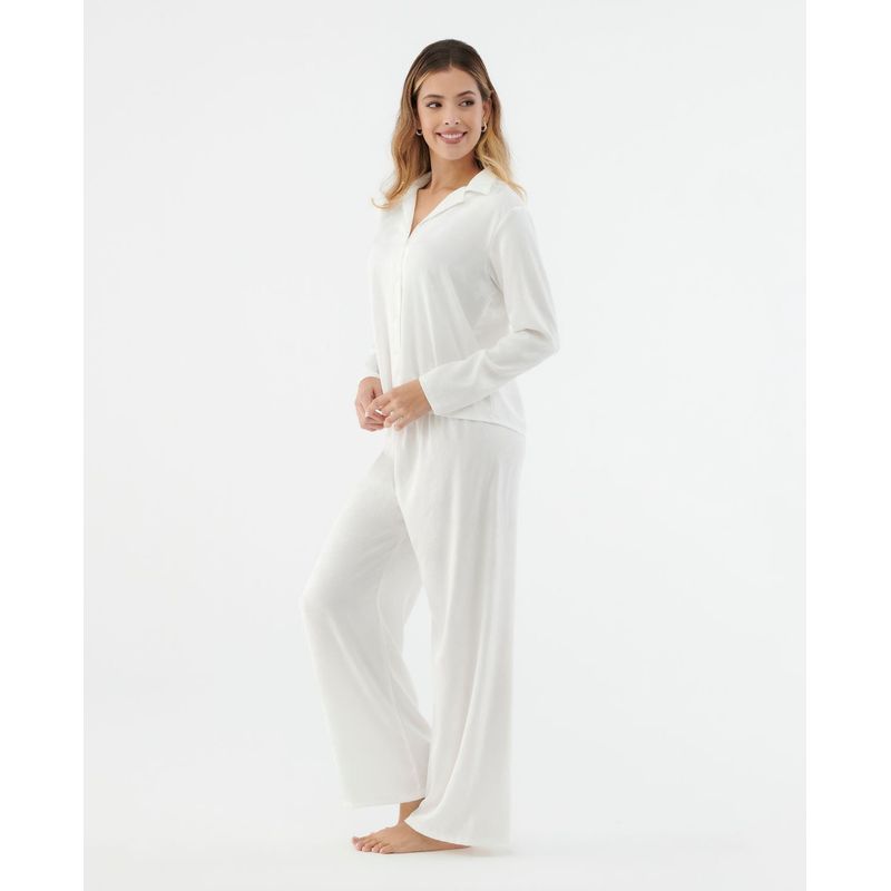 Pijama pantalon | Con botones | Cintura con elástico| Elegante | Textura delicada18508