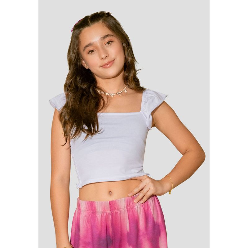 Crop Top Infantil Femenino Blanco Mp 105652