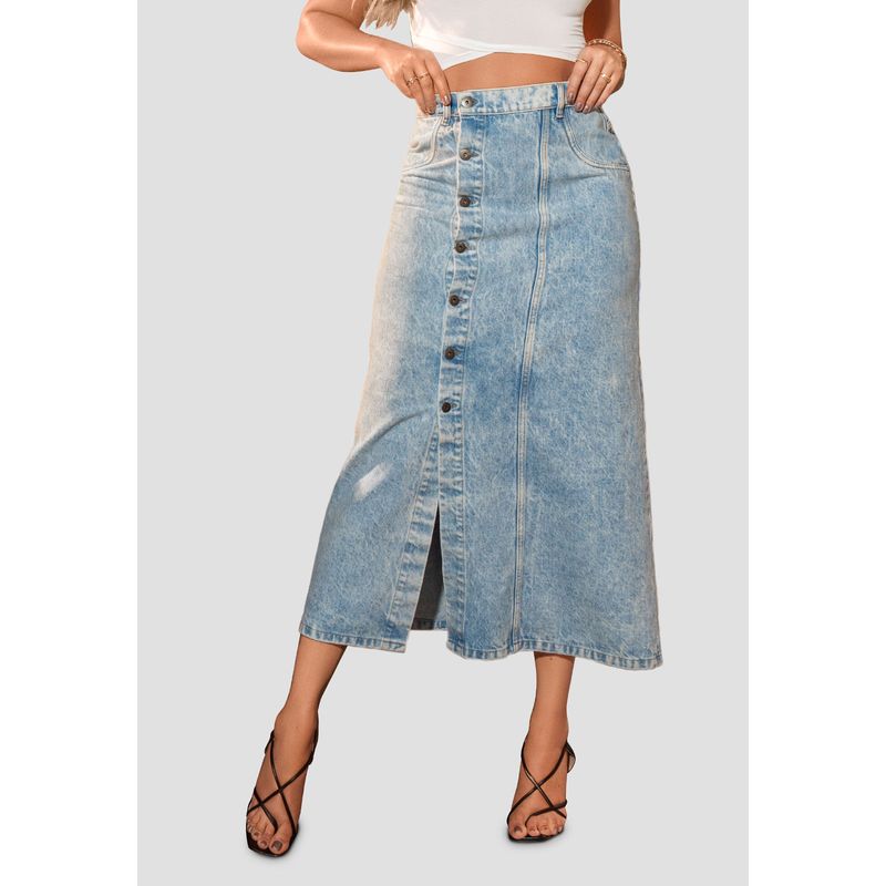Falda Larga Mujer Azul Claro Mp 105528
