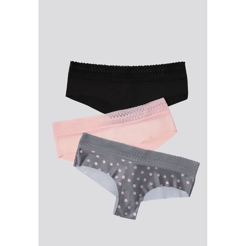 Cachetero Paq X3 Mujer Rosa/Negro/Estampado FI 96631