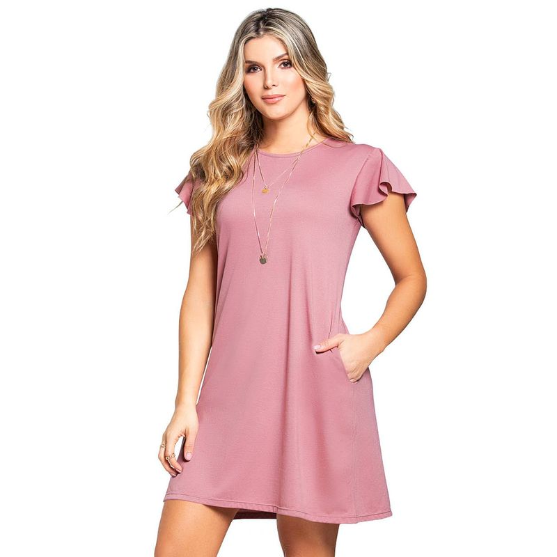 Vestido Corto Para Mujer Palo De Rosa Oscuro MP