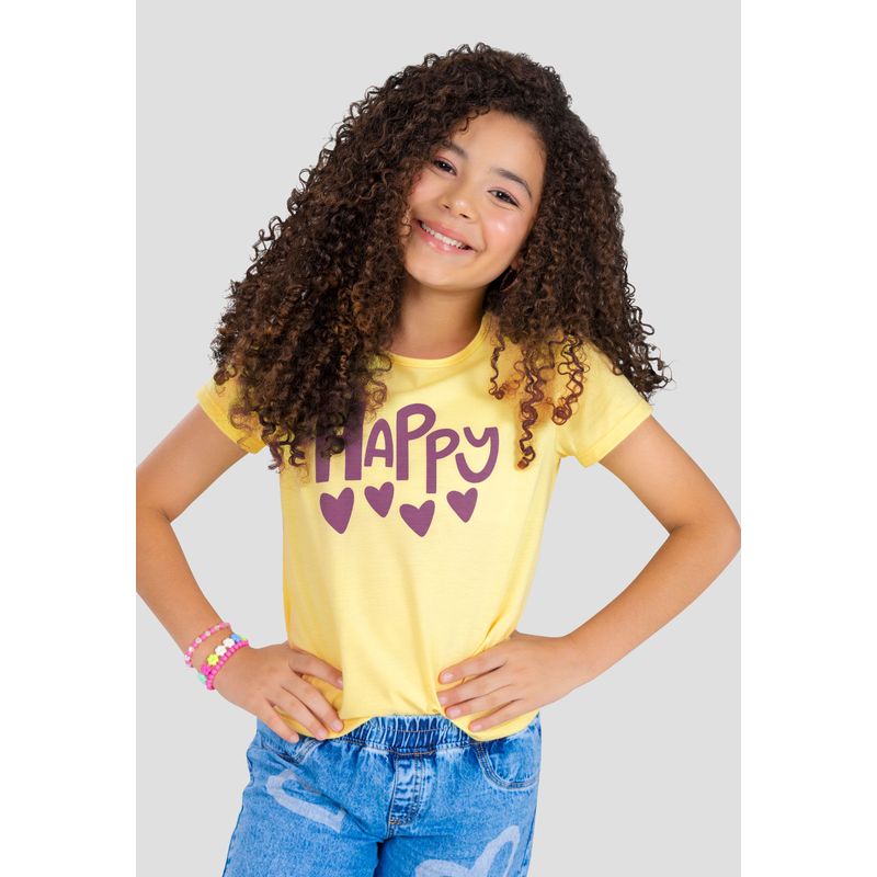 Camiseta Infantil Femenino Amarillo Pastel Mp 101133