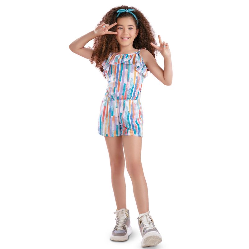 Enterizo Corto Infantil Femenino Multicolor Mp 9788