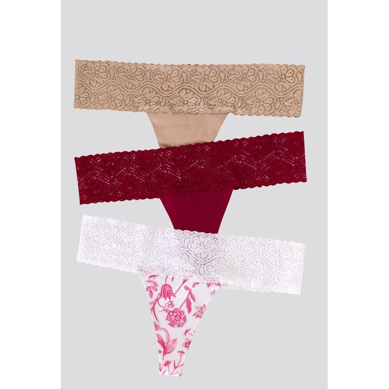 Brasilera Paq X3 Mujer Cereza/Mocca/Estampado FI 96215