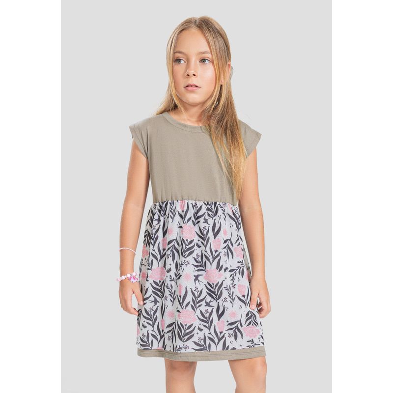 Vestido Infantil Femenino Taupe Mp 106230
