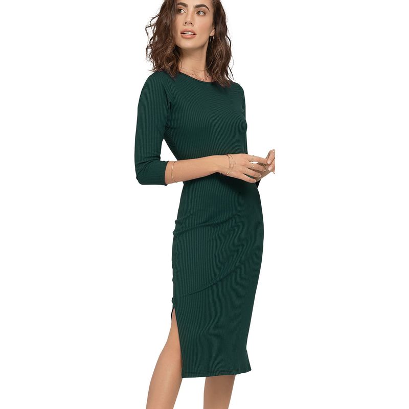 Vestido Largo Para Mujer Verde Botella Rutta