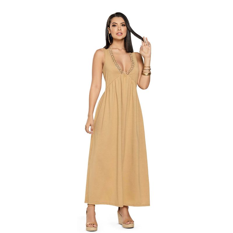 Vestido Largo Mujer Caramelo Mp 4506