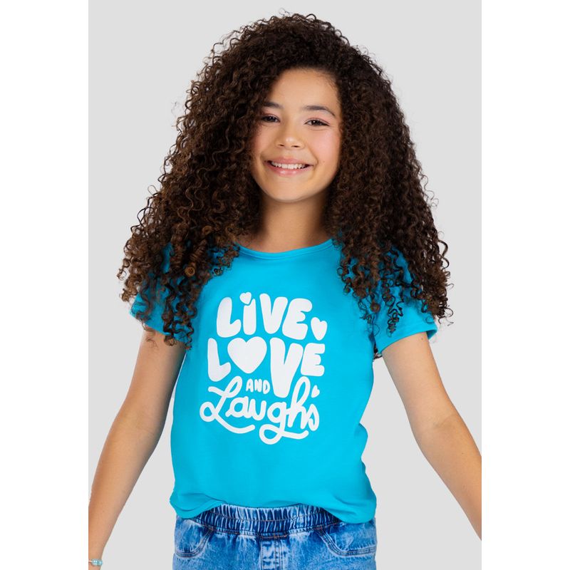 Camiseta Infantil Femenino Azul Turquesa Mp 101498