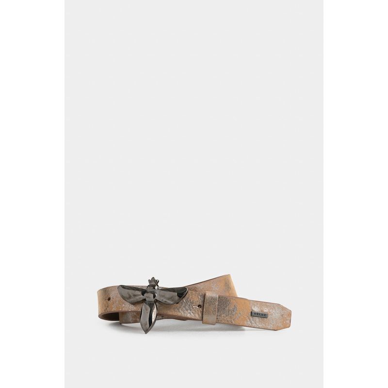 Cinturón unifaz de cuero folia para mujer silueta abeja