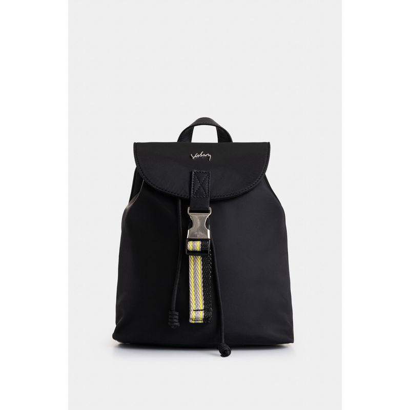 Morral Elora en lona y cuero para mujer detalle contraste