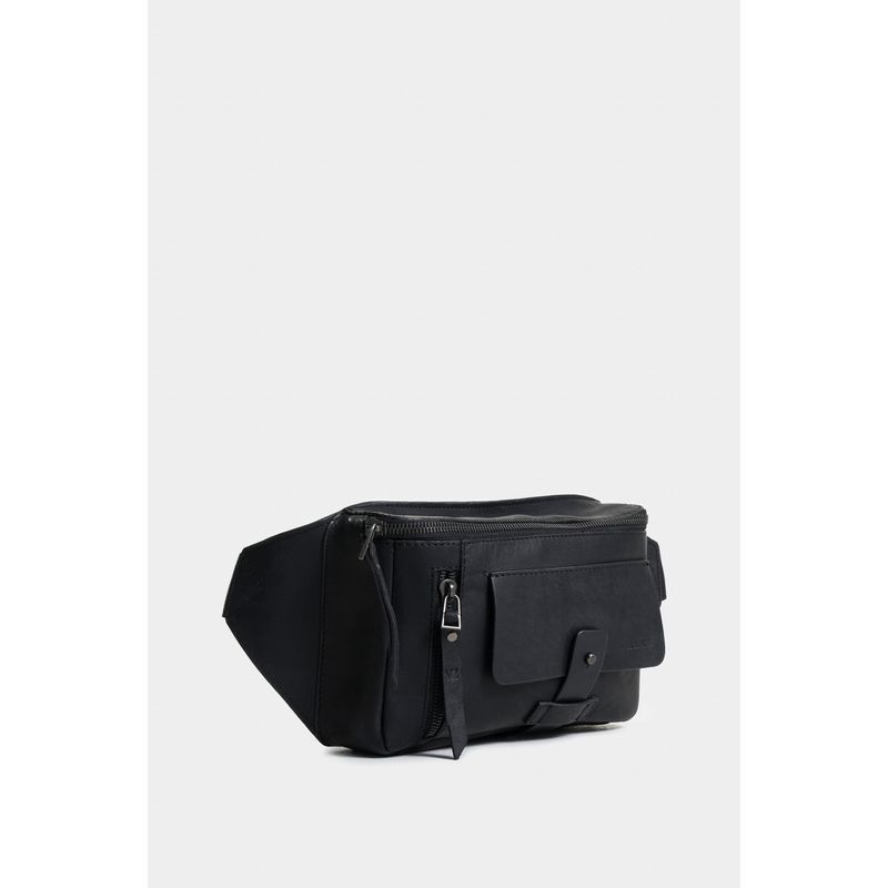 Riñonera casual Tacubade cuero vintage Negro