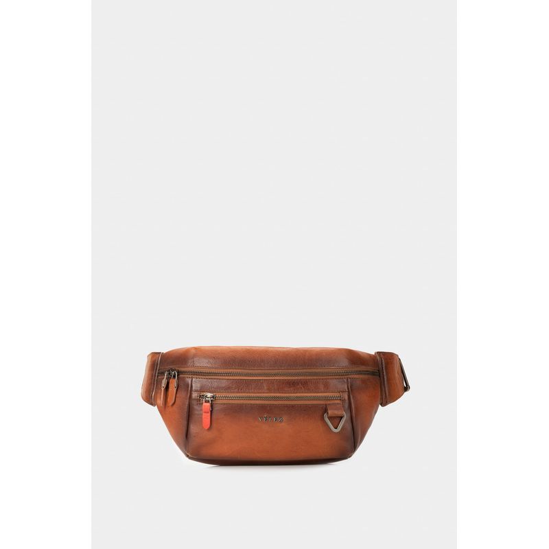 Riñonera tivoli de cuero para hombre reata en nylon Miel