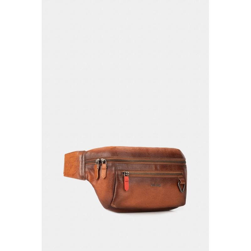 Riñonera tivoli de cuero para hombre reata en nylon Miel