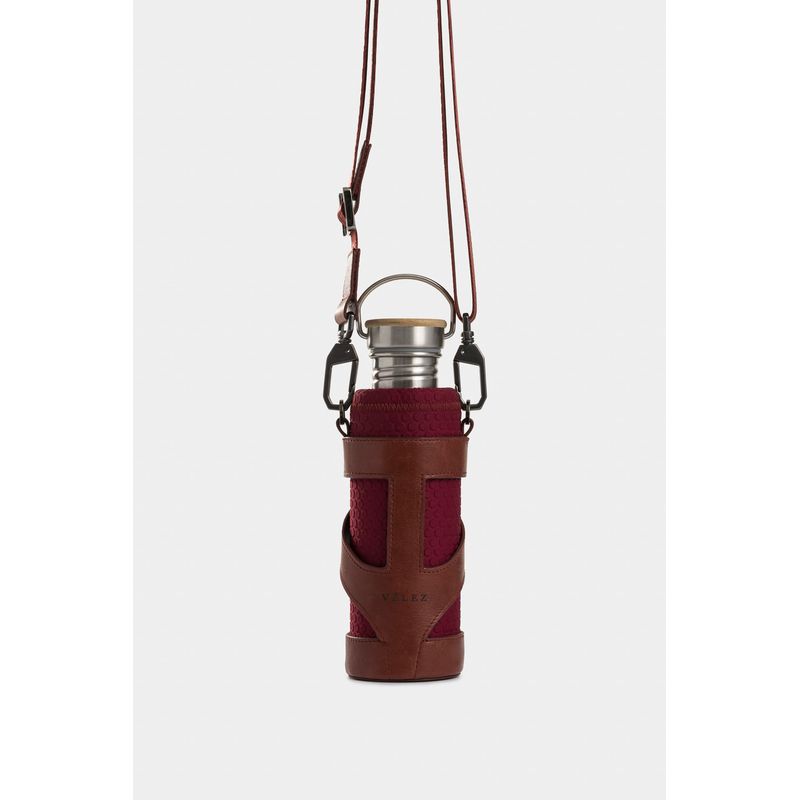 Porta botella Duna de cuero y neopreno para hombre ajustable