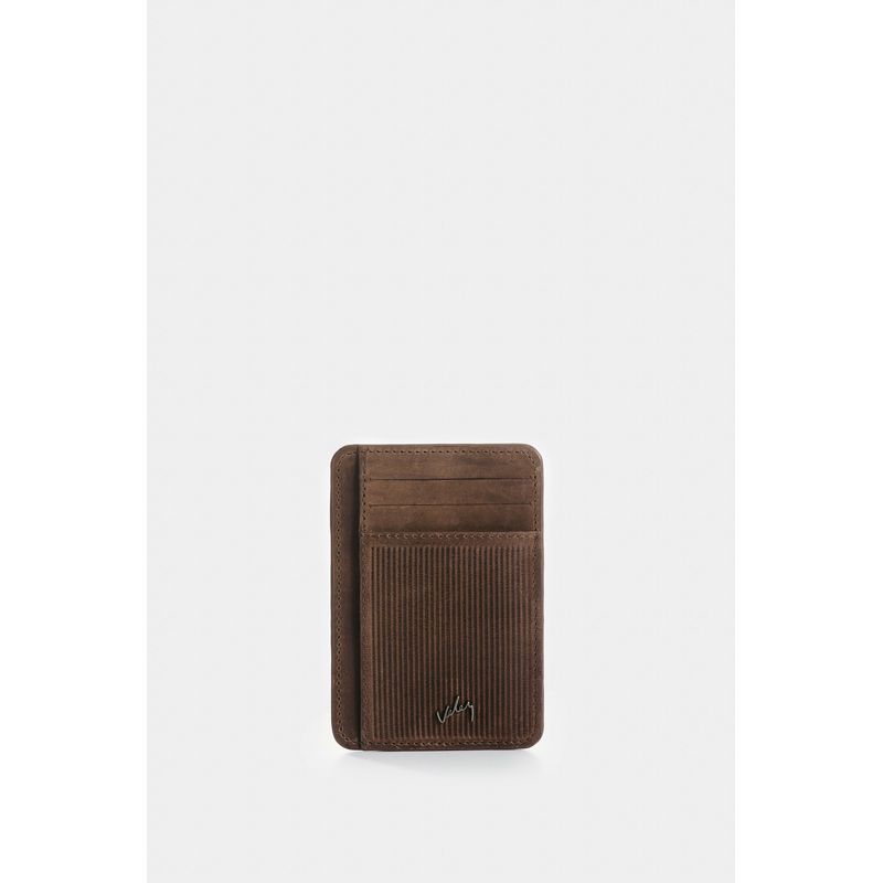 Porta tarjetas Vértice de cuero para hombre detalle rayas