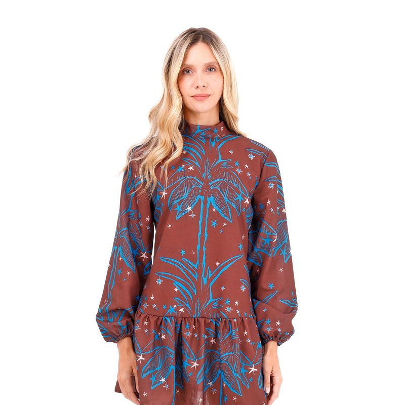 Vestido Corto Cayena Palmeras Terracota