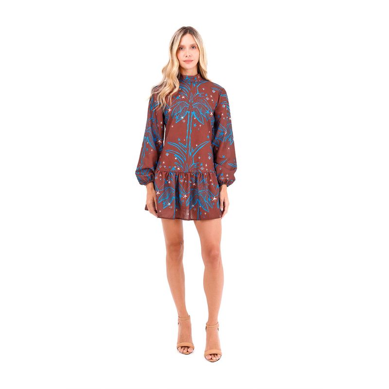 Vestido Corto Cayena Palmeras Terracota
