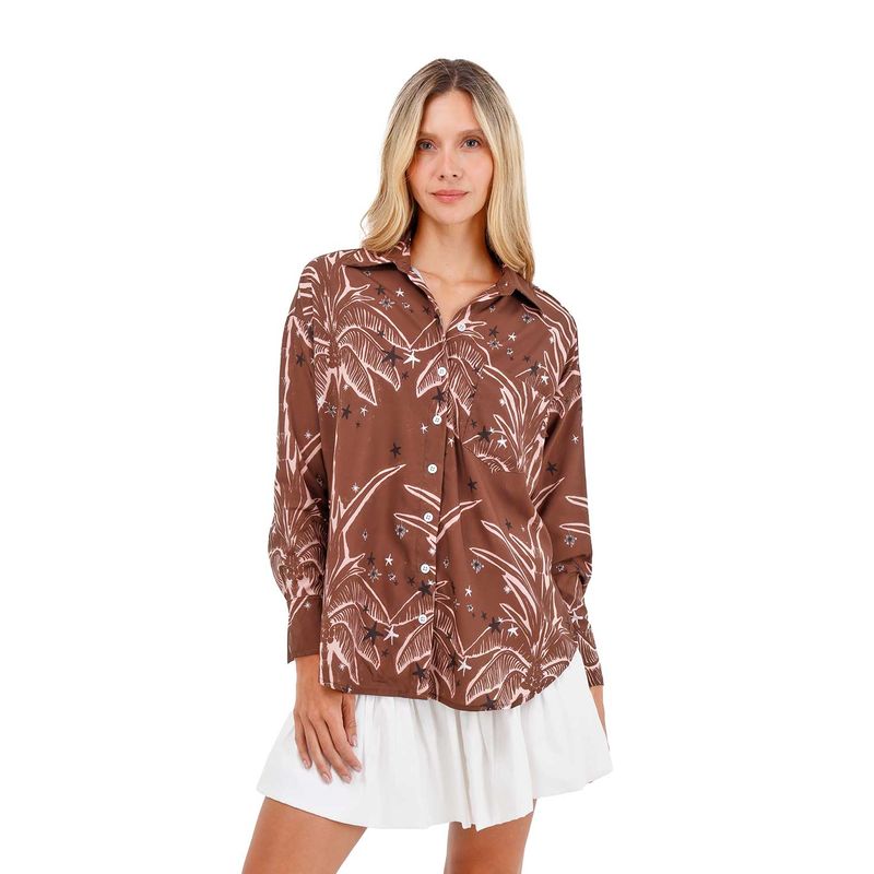 Camisa Boyfriend Haven Palmeras Café