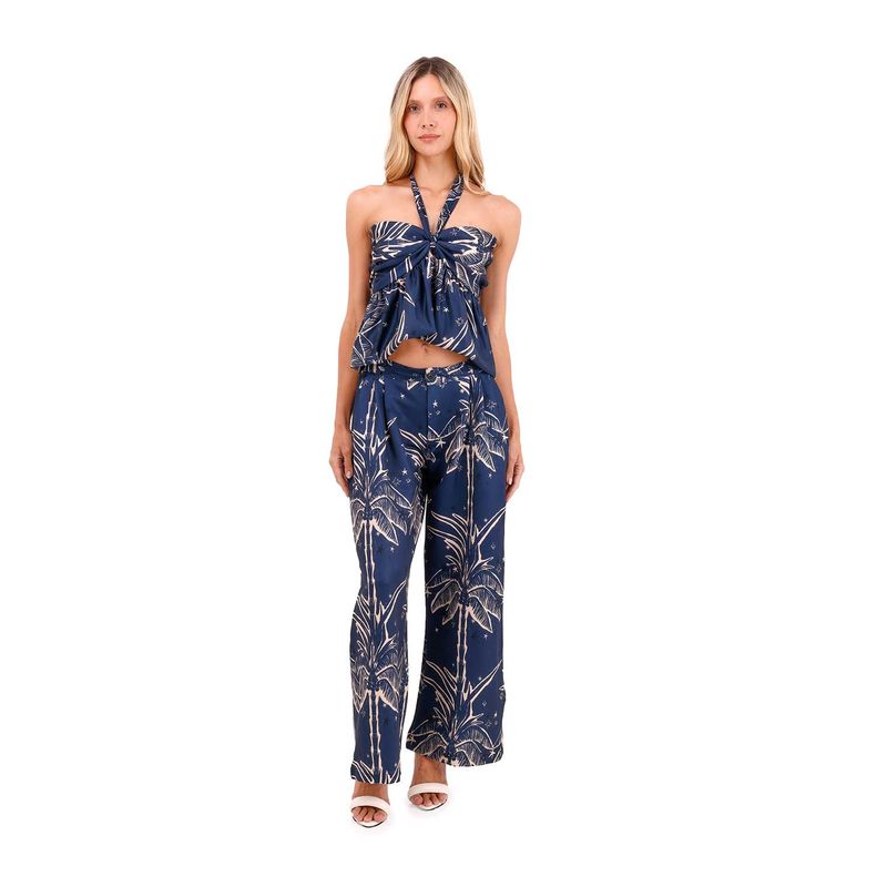 Pantalon Buena Mar Palmeras Azul