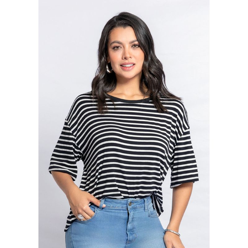 Camiseta Mujer Blanco-Negro Mp 110852