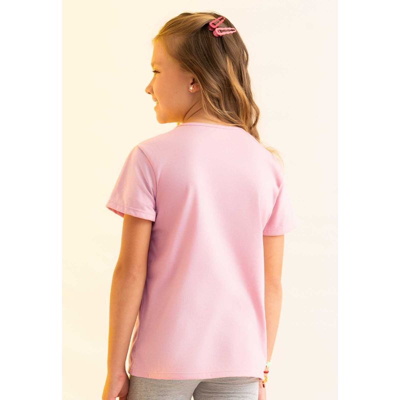 Camiseta Infantil Femenino Rosa Polvo Mp 112559