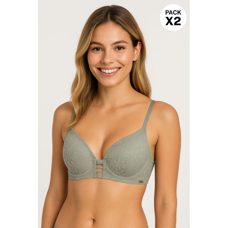 Brasier con cobertura media en encaje paquete x2