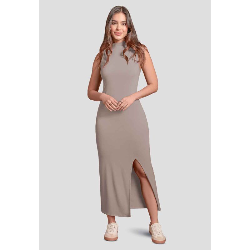 Vestido Largo Mujer Café Pardo Atypical 103739