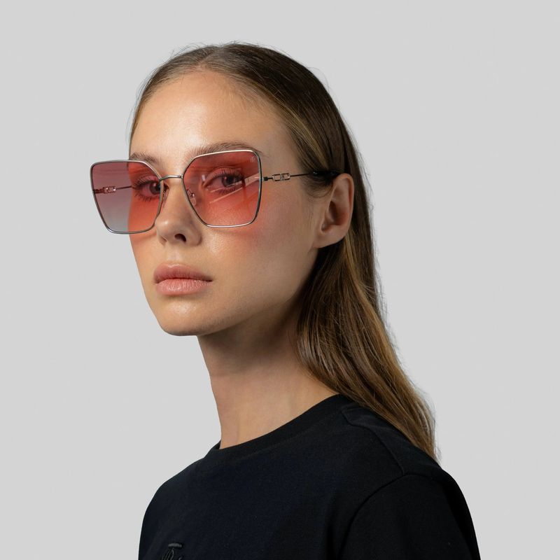 MALEN SUNGLASSES WOMEN SHINY SILVER BLACK GRADIENT PINK