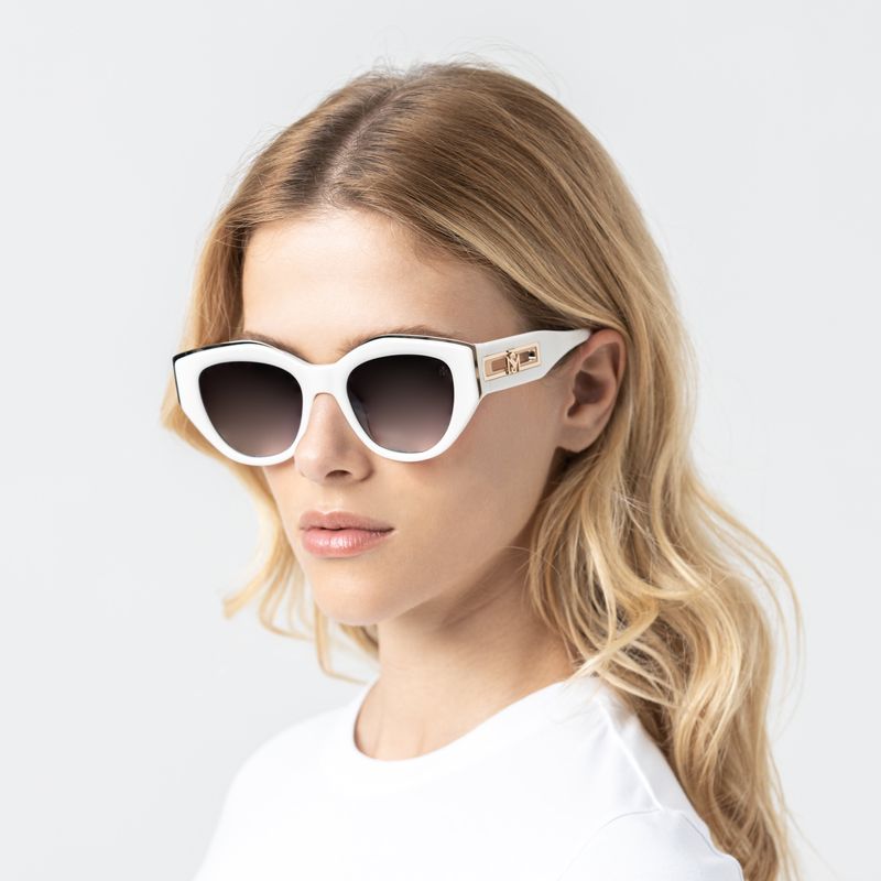 MAIA SUNGLASSES WOMEN WHITE SHINY GOLD GRADIENT GREY
