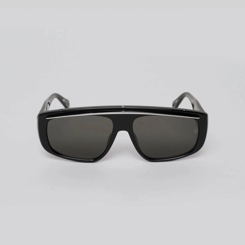 ELOI SUNGLASSES UNISEX BLACK SHINY SILVER SOLID GREY