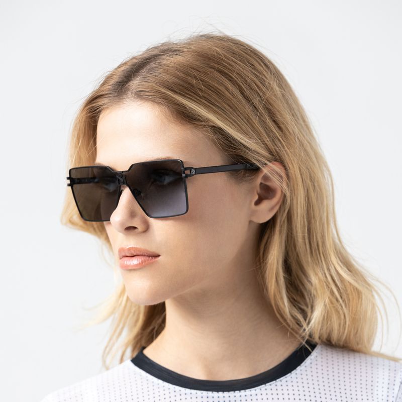 ALDA SUNGLASSES  SATIN BLACK MATTE BLACK GREY WITH GOLD MIRROW