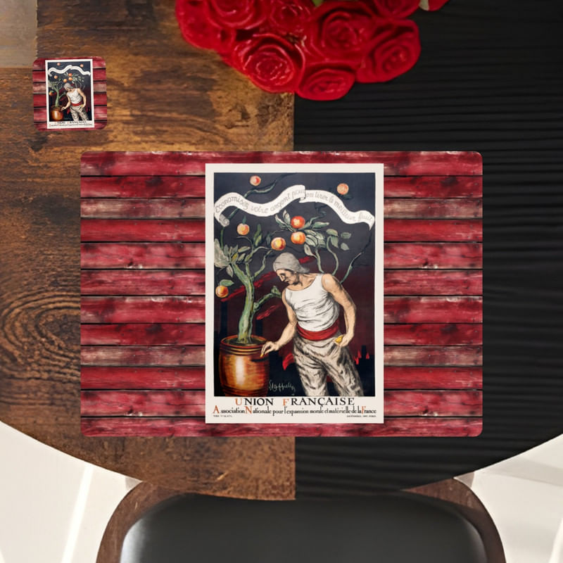 Individuales Reversibles set de 6 rectangular 41*27 cm + 6 Portavasos Union