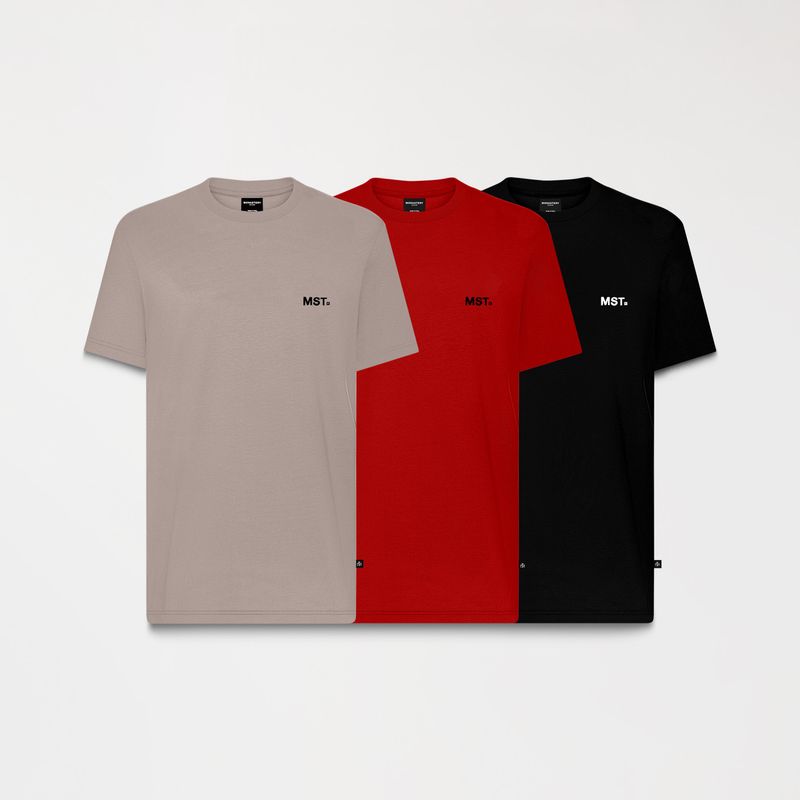 TWELVE 2 PACK T-SHIRT MEN BLACK- SALSA- TAUPE GRAY