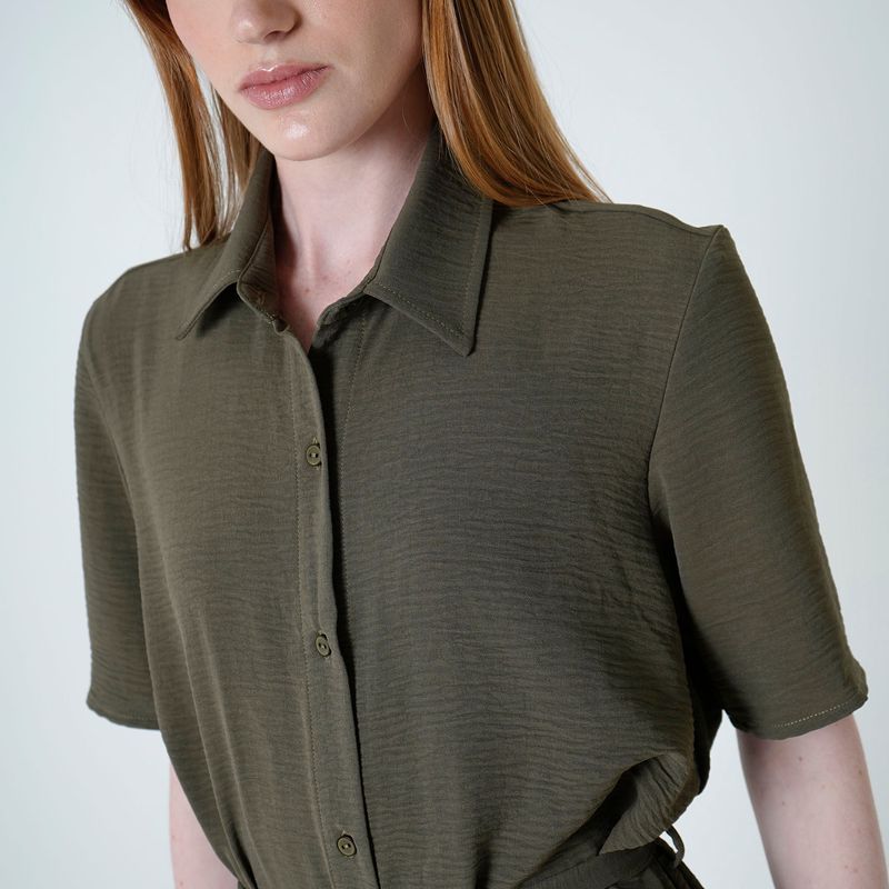 Vestido Cuello Camisero Manga Corta