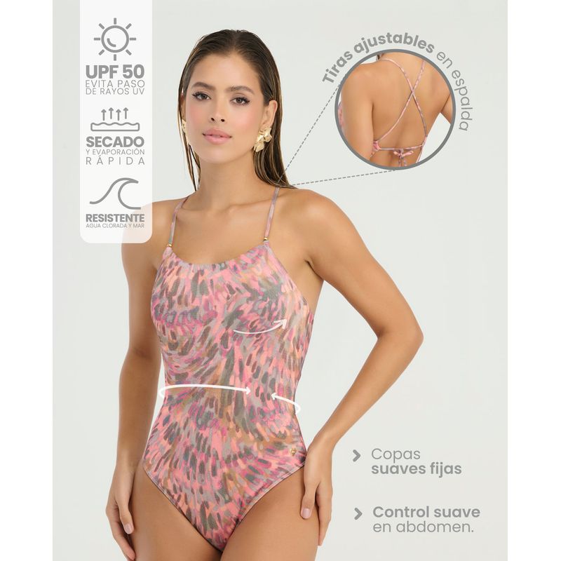 Vestido de Baño Entero | Copas Fijas | Tiras Ajustables