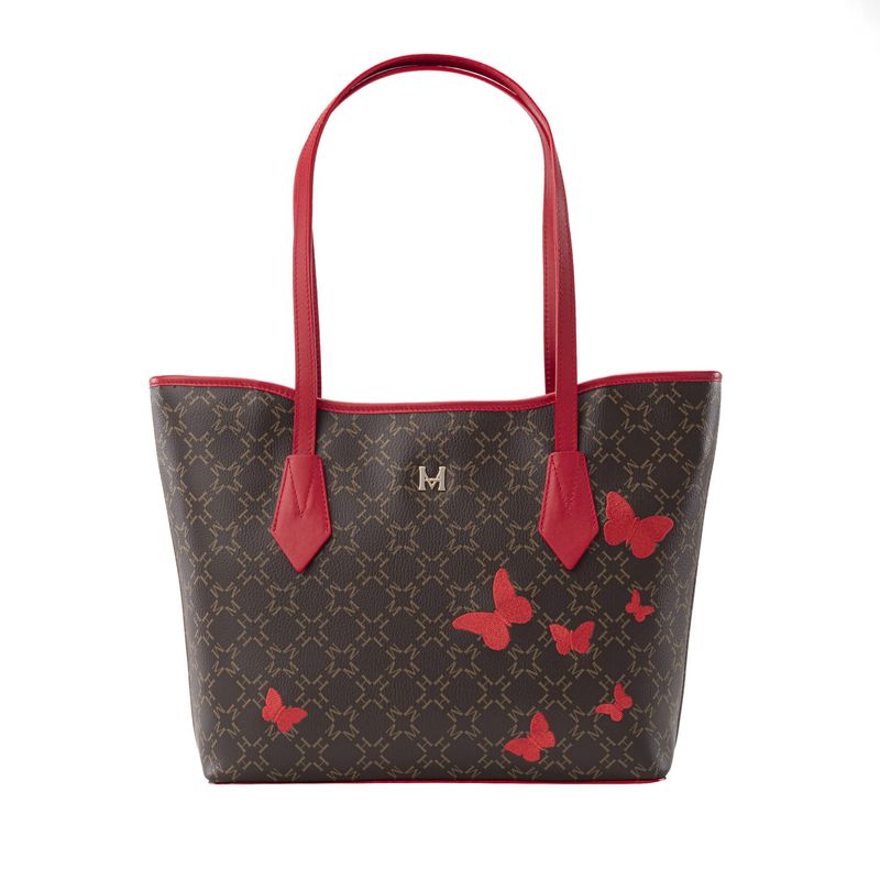 Tote Alas Mediano Café Rojo Primario Mariposas