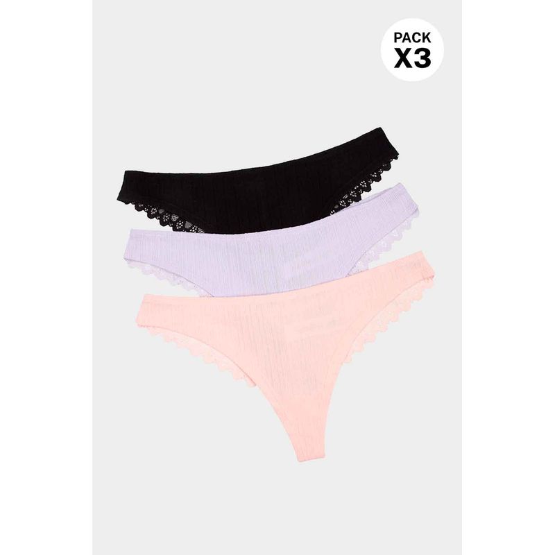 Brasilera confeccionada en algodón acanalado paquete x3