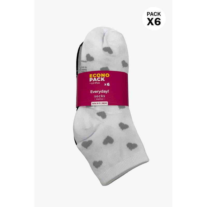 Medias cortas tipo tobillera en poliester x6 unidades