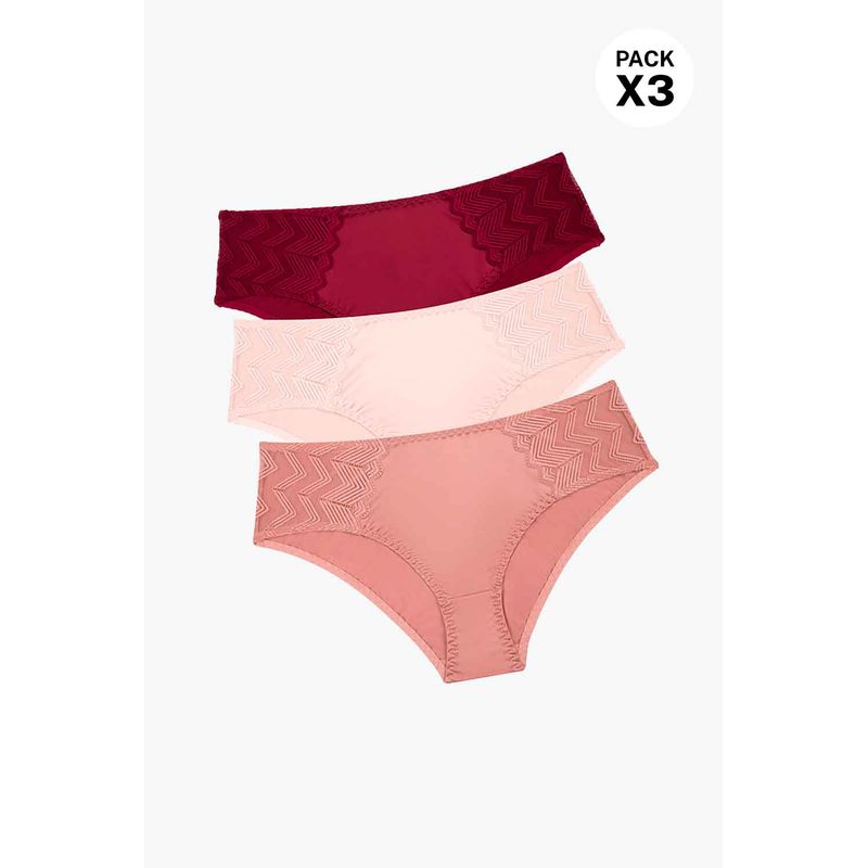 Panty hipster confeccionado en microfibra satinada paquete x3