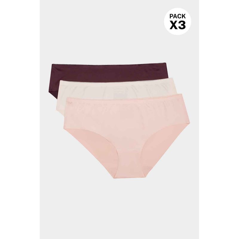 Panty tipo hipster elaborado en microfibra satinada paquete x3